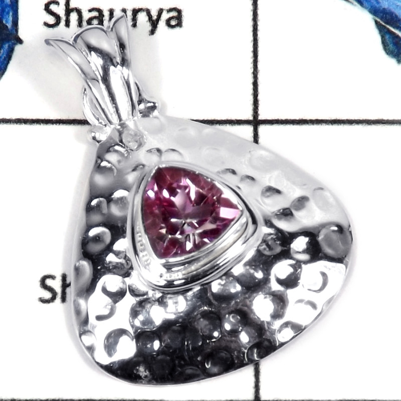 Pink Topaz Cut I - CMJ785-Amazing Natural Cut Gemstone Solid 925 Sterling Silver Pendant