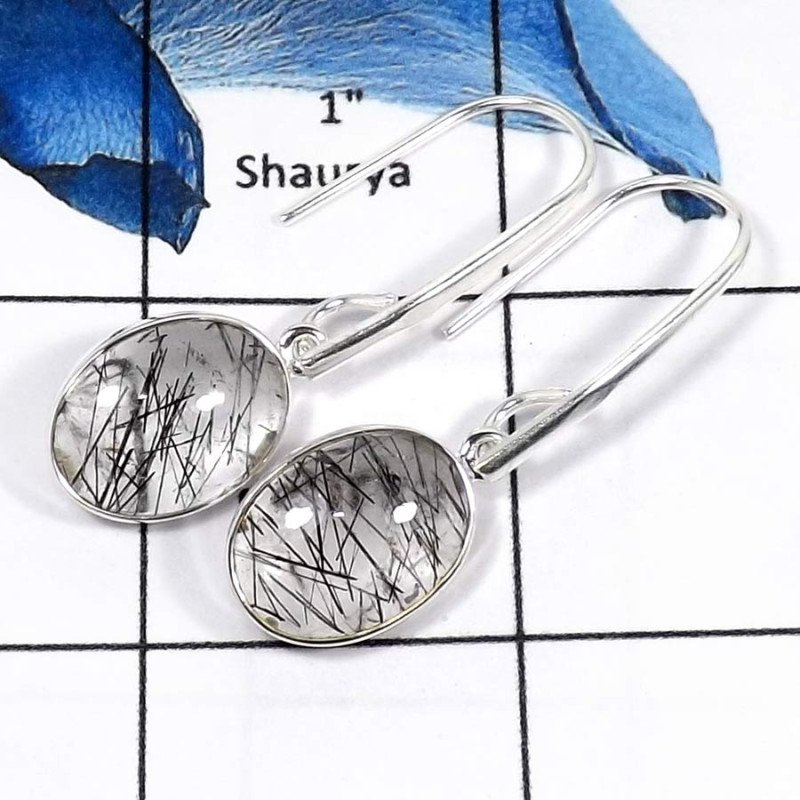 Black Rutile Cab C - SDE657-Party Wear Black Rutile Gemstone Long Dangle Earrings 925 Sterling Silver Black Rutile Cab C - SDE657-Party Wear Black Rutile Gemstone Long Dangle Earrings 925 Sterling Silver