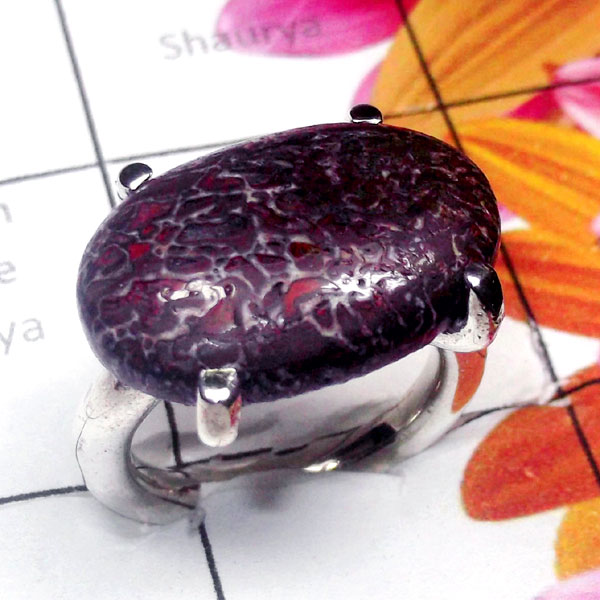 Dinosaur Bone E - SCR984-Elegant Ring with Exclusive Silver Gemstone