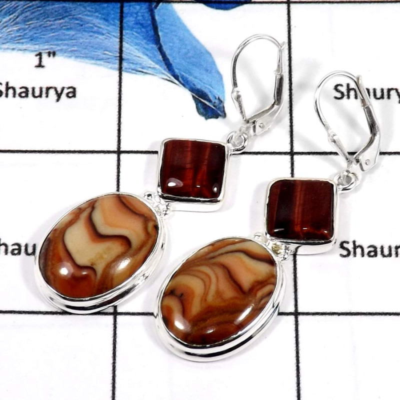 Sandstone & Tiger Eye Cab H - SDE650-Solid 925 Sterling Silver Sandstone & Tiger Eye Gemstone Party Wear Earrings Sandstone & Tiger Eye Cab H - SDE650-Solid 925 Sterling Silver Sandstone & Tiger Eye Gemstone Party Wear Earrings