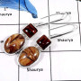 Sandstone & Tiger Eye Cab K - SDE650-Solid 925 Sterling Silver Sandstone & Tiger Eye Gemstone Party Wear Earrings