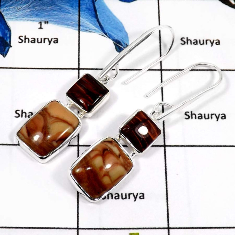 Sandstone & Tiger Eye Cab O - SDE650-Solid 925 Sterling Silver Sandstone & Tiger Eye Gemstone Party Wear Earrings Sandstone & Tiger Eye Cab O - SDE650-Solid 925 Sterling Silver Sandstone & Tiger Eye Gemstone Party Wear Earrings
