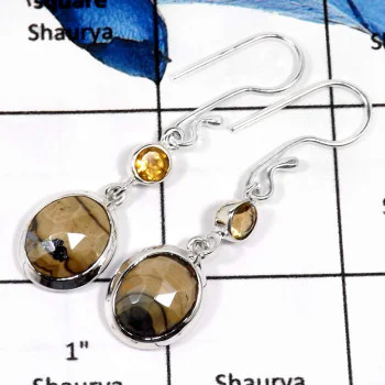 Schelam Bland & Citrine Cut B - SDE639-Party Wear Schelam Bland & Citrine Cut Gemstone Earrings Solid 925 Sterling Silver Schelam Bland & Citrine Cut B - SDE639-Party Wear Schelam Bland & Citrine Cut Gemstone Earrings Solid 925 Sterling Silver