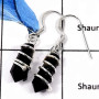 Black Onyx Cut D - SDE632-Black Onyx Cut Company Handmade Drop Earrings 925 Sterling Silver