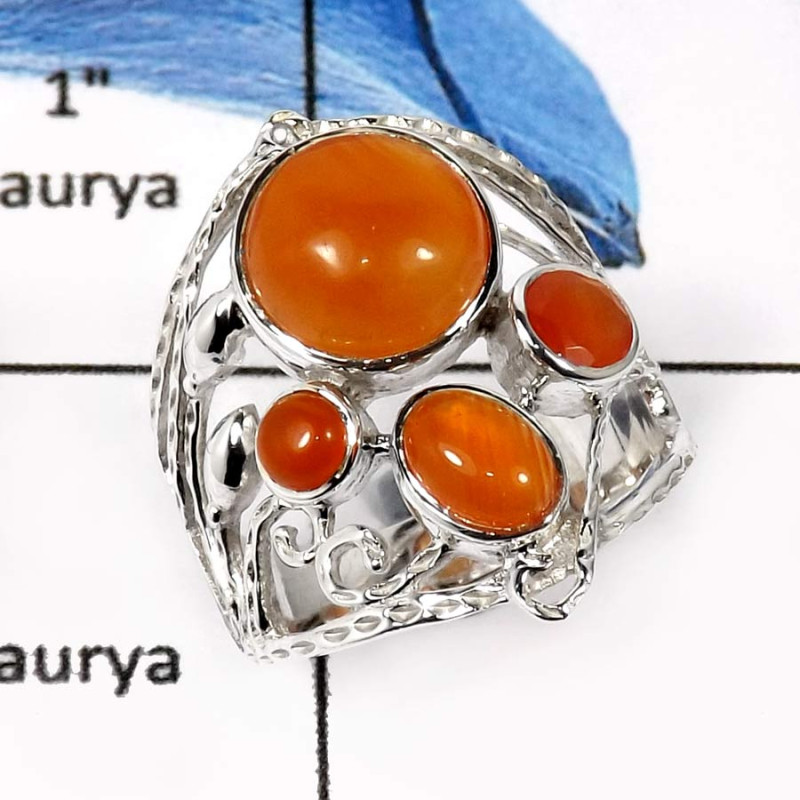 Carnelian Cab A - SCR782-Eye Catching Designer Casting Fashionable Ring 925 Sterling Silver Carnelian Cab A - SCR782-Eye Catching Designer Casting Fashionable Ring 925 Sterling Silver