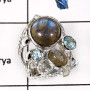 Labradorite & Blue Topaz D - SCR780-Fabulous Colorful Gemstones Designer Casting Rings 925 Sterling Silver