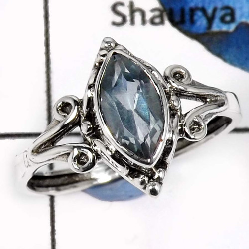 Blue Topaz B - RBS853-Adorable Cut & Cab Gemstones Designer Baby Rings 925 Sterling Silver