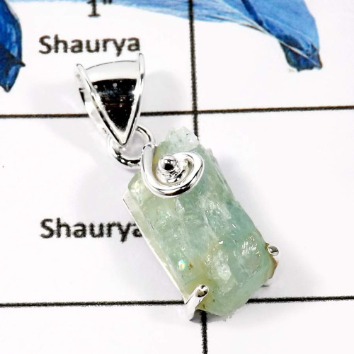 Aquamarine A - FSP950-Natural Rough Gemstones Fashionable Designer Pendants 925 Sterling Silver Aquamarine A - FSP950-Natural Rough Gemstones Fashionable Designer Pendants 925 Sterling Silver
