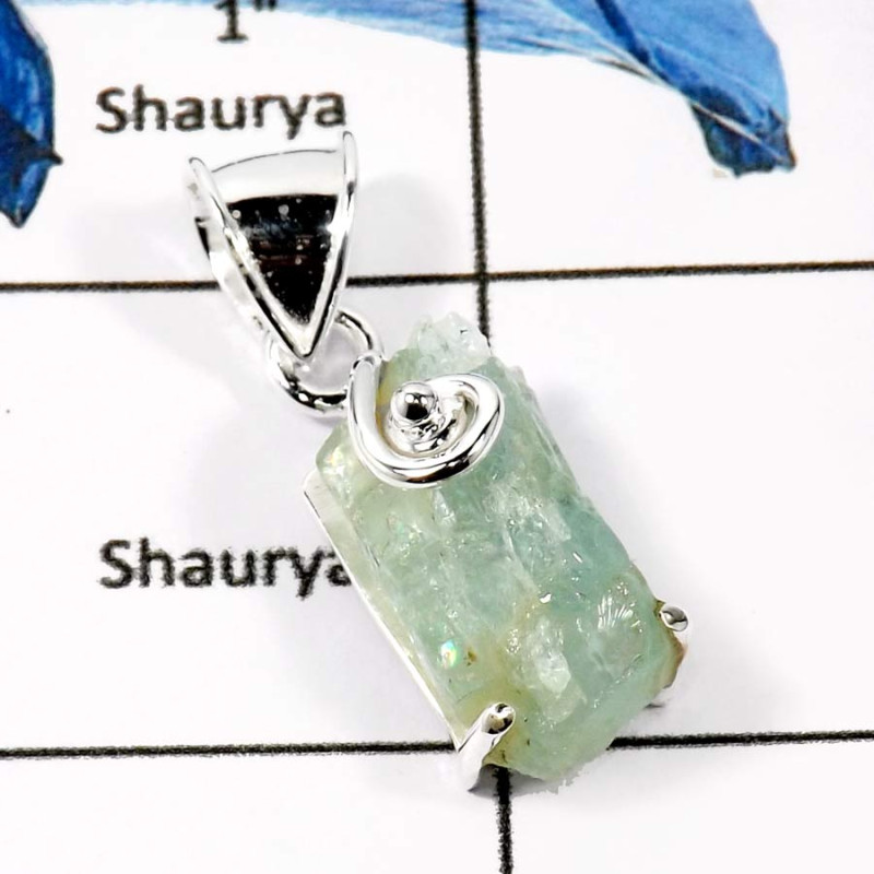 Aquamarine A - FSP950-Natural Rough Gemstones Fashionable Designer Pendants 925 Sterling Silver Aquamarine A - FSP950-Natural Rough Gemstones Fashionable Designer Pendants 925 Sterling Silver