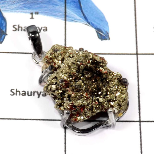 Pyrite C - FSP950-Natural Rough Gemstones Fashionable Designer Pendants 925 Sterling Silver Pyrite C - FSP950-Natural Rough Gemstones Fashionable Designer Pendants 925 Sterling Silver