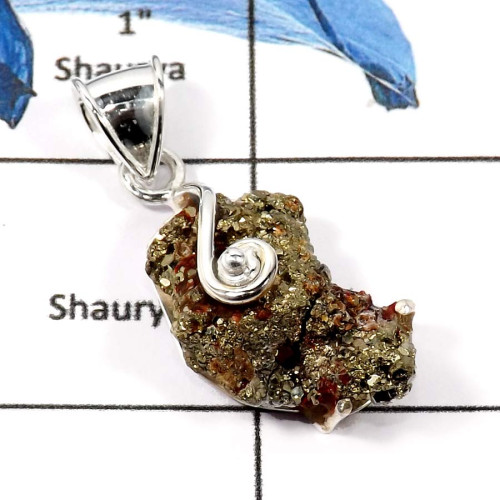 Pyrite Druzy E - FSP950-Natural Rough Gemstones Fashionable Designer Pendants 925 Sterling Silver Pyrite Druzy E - FSP950-Natural Rough Gemstones Fashionable Designer Pendants 925 Sterling Silver