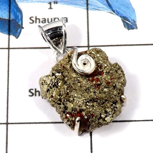 Pyrite Druzy H - FSP950-Natural Rough Gemstones Fashionable Designer Pendants 925 Sterling Silver Pyrite Druzy H - FSP950-Natural Rough Gemstones Fashionable Designer Pendants 925 Sterling Silver