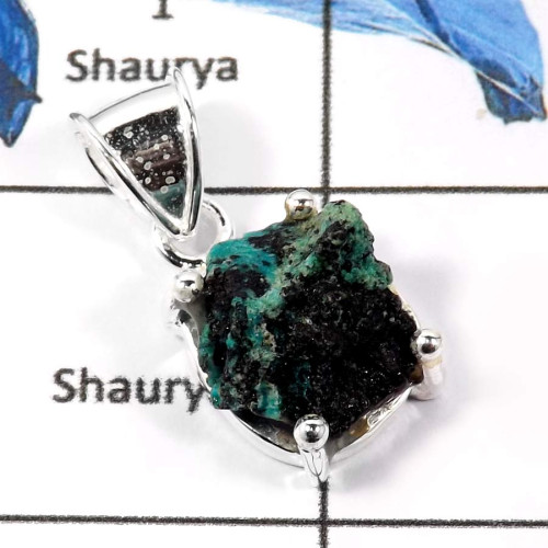 Crysocola Rough L - FSP950-Natural Rough Gemstones Fashionable Designer Pendants 925 Sterling Silver Crysocola Rough L - FSP950-Natural Rough Gemstones Fashionable Designer Pendants 925 Sterling Silver