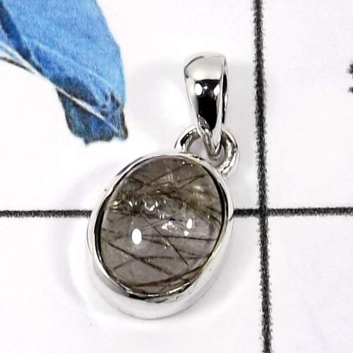 Black Rutile E - ISP598-Gorgeous Colorful Gemstones Small Pendants 925 Sterling Silver Black Rutile E - ISP598-Gorgeous Colorful Gemstones Small Pendants 925 Sterling Silver