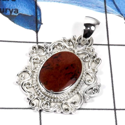 Mahagoni Jasper A - SD488-Glorious Gemstones Indian Wholesale Designer Pendants 925 Sterling Silver Mahagoni Jasper A - SD488-Glorious Gemstones Indian Wholesale Designer Pendants 925 Sterling Silver