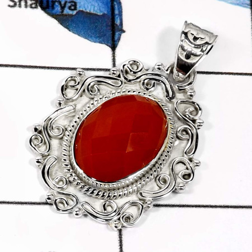 Carnelian Cut G - SD488-Glorious Gemstones Indian Wholesale Designer Pendants 925 Sterling Silver Carnelian Cut G - SD488-Glorious Gemstones Indian Wholesale Designer Pendants 925 Sterling Silver