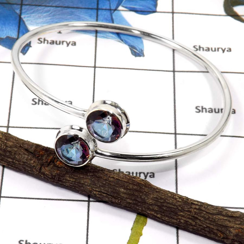 Mystic Quartz A - SNB993-Glamorous Eye Catching Adjustable Bangle 925 Sterling Silver Mystic Quartz A - SNB993-Glamorous Eye Catching Adjustable Bangle 925 Sterling Silver