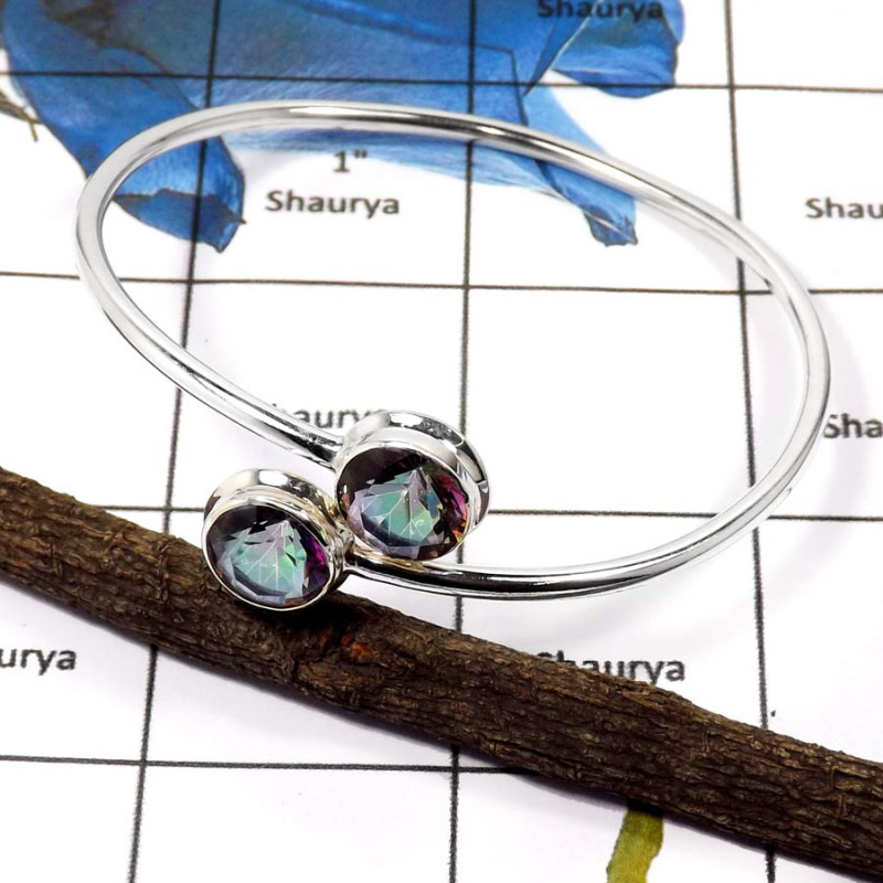 Mystic Quartz C - SNB993-Glamorous Eye Catching Adjustable Bangle 925 Sterling Silver Mystic Quartz C - SNB993-Glamorous Eye Catching Adjustable Bangle 925 Sterling Silver