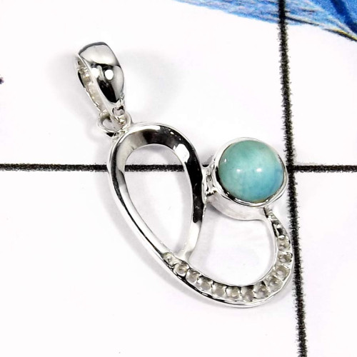 Larimar Cab G - CSP915-Attracting Colorful Designer Small Casting Pendants 925 Sterling Silver Larimar Cab G - CSP915-Attracting Colorful Designer Small Casting Pendants 925 Sterling Silver