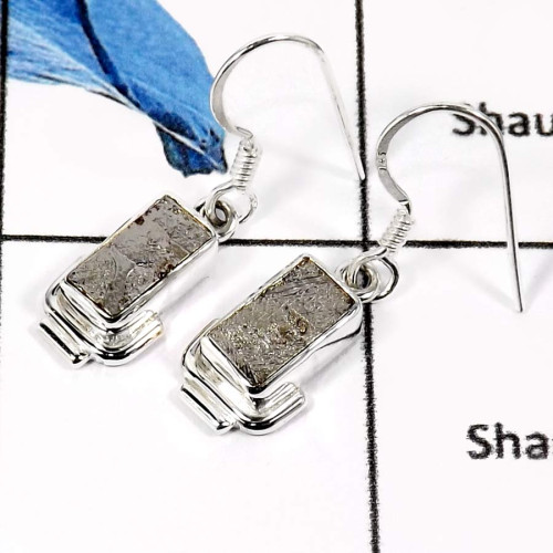 Meteroite O - SDE627-925 Sterling Silver Meteroite Gemstone Indian Wholesale Designer Earrings Meteroite O - SDE627-925 Sterling Silver Meteroite Gemstone Indian Wholesale Designer Earrings