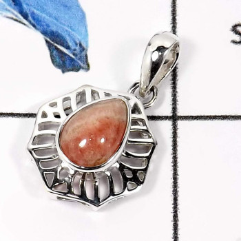 Rhodochrosite D - CSP909-Stunning Small Wholesale Designer Casting Pendants 925 Sterling Silver