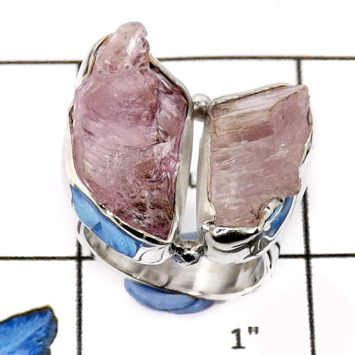 Kunzite B - SDR563-Kunzite Rough Gemstone Wholesale Handmade Rings 925 Sterling Silver