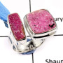 Cobalt Druzy A - SDR562-Indian Wholesale Company Handmade Cobalt Druzy Gemstone Cluster Ring 925 Sterling Silver