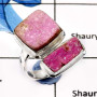 Cobalt Druzy D - SDR562-Indian Wholesale Company Handmade Cobalt Druzy Gemstone Cluster Ring 925 Sterling Silver