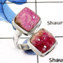 Cobalt Druzy E - SDR562-Indian Wholesale Company Handmade Cobalt Druzy Gemstone Cluster Ring 925 Sterling Silver