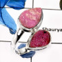 Cobalt Druzy O - SDR562-Indian Wholesale Company Handmade Cobalt Druzy Gemstone Cluster Ring 925 Sterling Silver