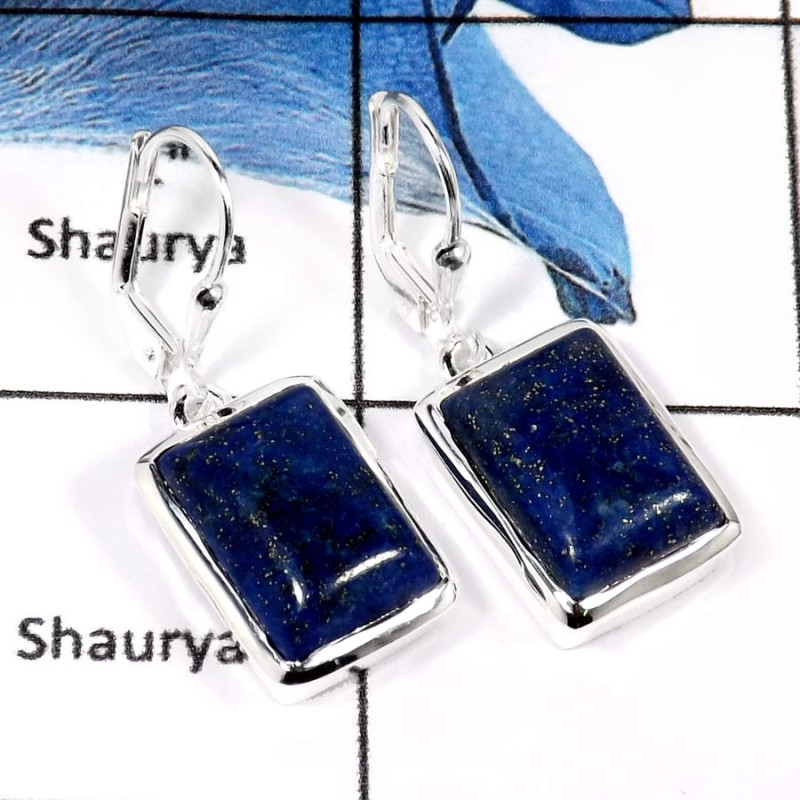 Lapis Lazuli O - SPE782-Natural Gemstone Lapis Lazuli Handmade Earrings 925 Sterling Silver Lapis Lazuli O - SPE782-Natural Gemstone Lapis Lazuli Handmade Earrings 925 Sterling Silver
