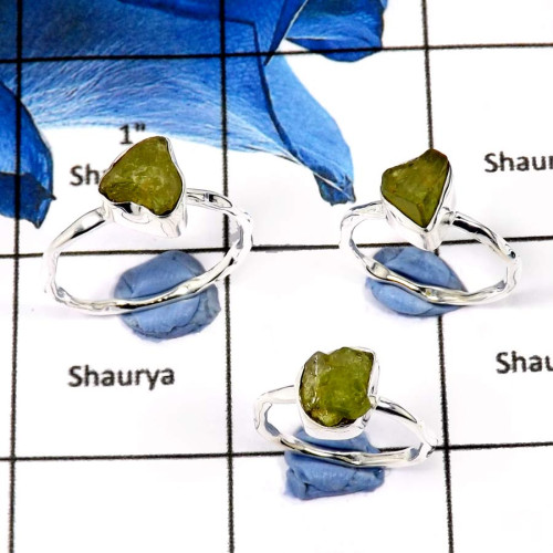 Peridot Rough A - SRR979-925 Sterling Silver Rough Gemstones Factory Wholesale Rings