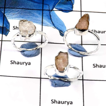 Morgonite Rough D - SRR979-925 Sterling Silver Rough Gemstones Factory Wholesale Rings Morgonite Rough D - SRR979-925 Sterling Silver Rough Gemstones Factory Wholesale Rings