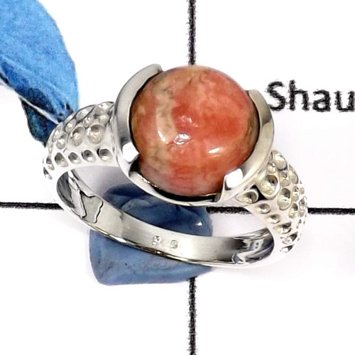 Rhodochrosite A - SCR777-Gorgeous Designer Casting Rings Fashion Jewelry 925 Sterling Silver
