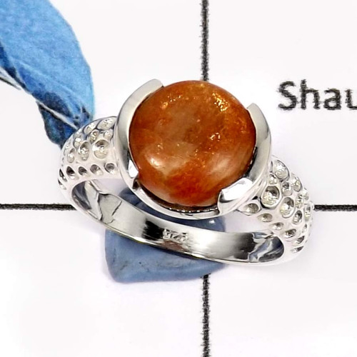 Sunstone O - SCR777-Gorgeous Designer Casting Rings Fashion Jewelry 925 Sterling Silver