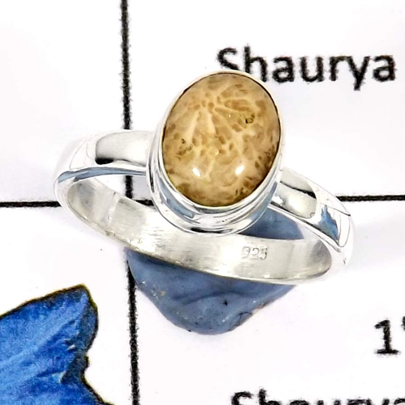 Fossil Coral C - CMJ765- Marvellous Designer Small Baby Rings 925 Sterling Silver