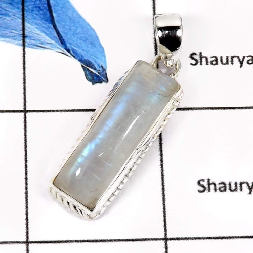 Rainbow Moonstone B - CMJ762-Indian Wholesale Company Handmade Fashion Jewelry Designer Pendants 925 Sterling Silver