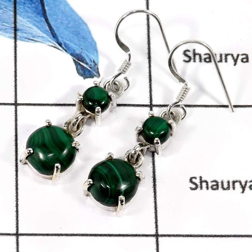Malachite O - CMJ761-925 Sterling Silver Beautiful Colorful Designer Wholesale Earrings