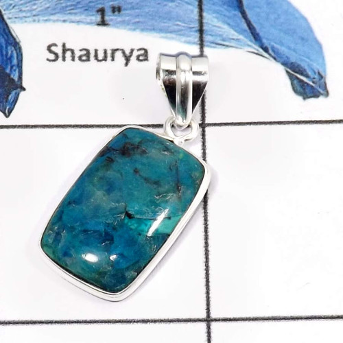 Chrysocolla A - BPS889-Natural Chrysocolla Gemstone Wholesale Handmade Bezel Pendants 925 Sterling Silver Chrysocolla A - BPS889-Natural Chrysocolla Gemstone Wholesale Handmade Bezel Pendants 925 Sterling Silver