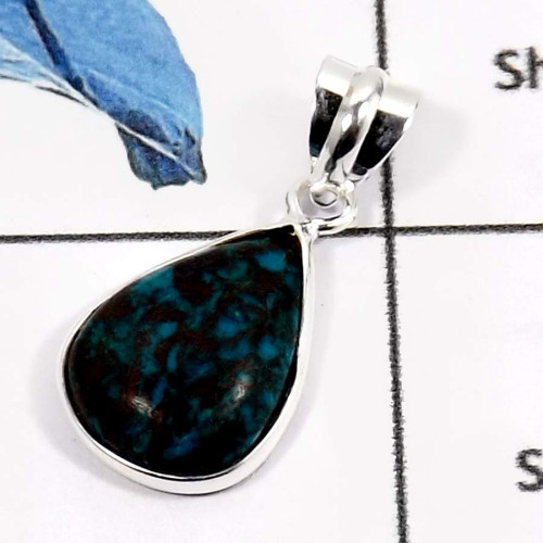 Chrysocolla B - BPS889-Natural Chrysocolla Gemstone Wholesale Handmade Bezel Pendants 925 Sterling Silver Chrysocolla B - BPS889-Natural Chrysocolla Gemstone Wholesale Handmade Bezel Pendants 925 Sterling Silver