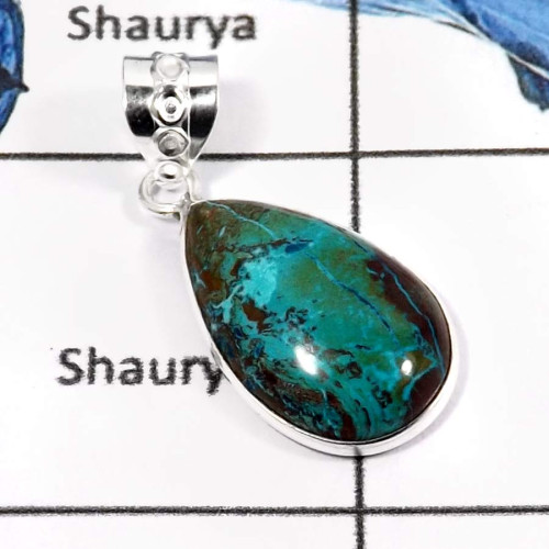 Chrysocolla C - BPS889-Natural Chrysocolla Gemstone Wholesale Handmade Bezel Pendants 925 Sterling Silver Chrysocolla C - BPS889-Natural Chrysocolla Gemstone Wholesale Handmade Bezel Pendants 925 Sterling Silver