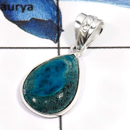 Chrysocolla E - BPS889-Natural Chrysocolla Gemstone Wholesale Handmade Bezel Pendants 925 Sterling Silver Chrysocolla E - BPS889-Natural Chrysocolla Gemstone Wholesale Handmade Bezel Pendants 925 Sterling Silver