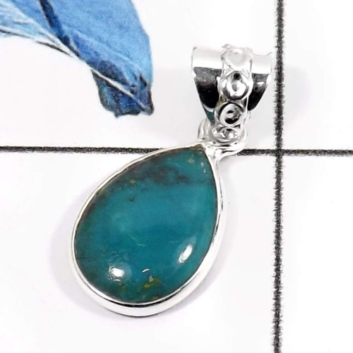 Chrysocolla H - BPS889-Natural Chrysocolla Gemstone Wholesale Handmade Bezel Pendants 925 Sterling Silver Chrysocolla H - BPS889-Natural Chrysocolla Gemstone Wholesale Handmade Bezel Pendants 925 Sterling Silver