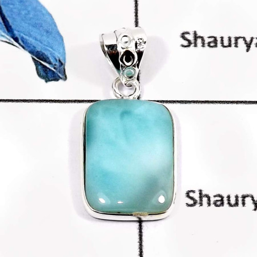 Larimar Cab A - BPS886-Exclusive Gemstone Larimar 925 Sterling Silver Wholesale Bezel Pendants Larimar Cab A - BPS886-Exclusive Gemstone Larimar 925 Sterling Silver Wholesale Bezel Pendants