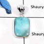 Larimar Cab A - BPS886-Exclusive Gemstone Larimar 925 Sterling Silver Wholesale Bezel Pendants