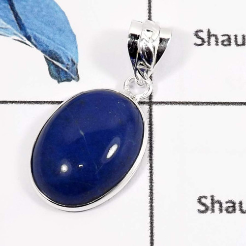 Lapis Lazuli A - BPS881-Classic Gemstone Lapis Lazuli Gemstone Handmade Wholesale Bezel Pendants 925 Sterling Silver