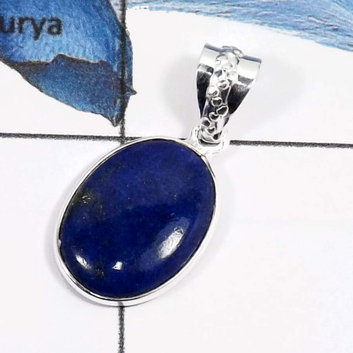 Lapis Lazuli F - BPS881-Classic Gemstone Lapis Lazuli Gemstone Handmade Wholesale Bezel Pendants 925 Sterling Silver