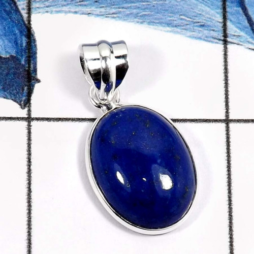Lapis Lazuli H - BPS881-Classic Gemstone Lapis Lazuli Gemstone Handmade Wholesale Bezel Pendants 925 Sterling Silver