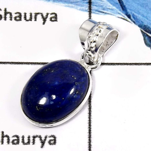 Lapis Lazuli O - BPS881-Classic Gemstone Lapis Lazuli Gemstone Handmade Wholesale Bezel Pendants 925 Sterling Silver