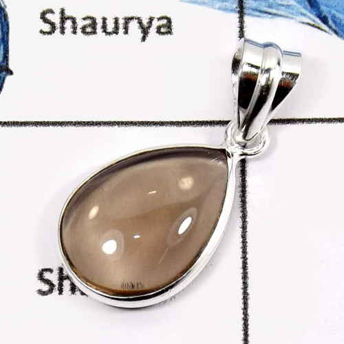Smoky Cab C - BPS875-Factory Wholesale Handmade Light Weight Bezel Pendants 925 Sterling Silver